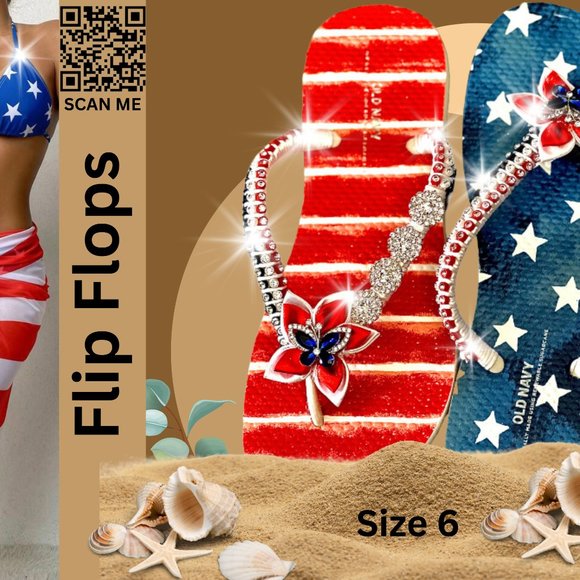 Flip Flops, Women Sandals, Girls Sandals, Ladies Shoes, Independence Day, Sz6 - Picture 6 of 15